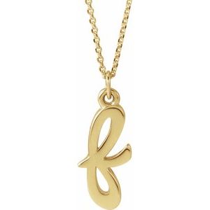 14K Gold Initial F Petite Necklace or Pendant