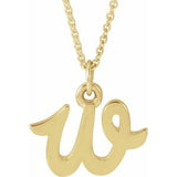 14K Gold Initial W Petite Necklace or Pendant
