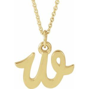 14K Gold Initial W Petite Necklace or Pendant