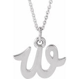 14K Gold Initial W Petite Necklace or Pendant