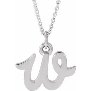 14K Gold Initial W Petite Necklace or Pendant
