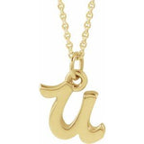 14K Gold Initial U Petite Necklace or Pendant