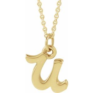 14K Gold Initial U Petite Necklace or Pendant