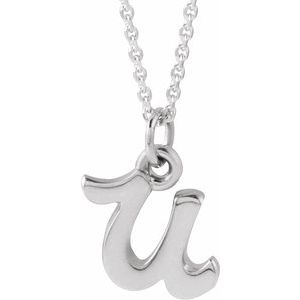 14K Gold Initial U Petite Necklace or Pendant