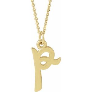 14K Gold Initial P Petite Necklace or Pendant