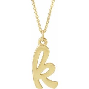 14K Gold Initial K Petite Necklace or Pendant