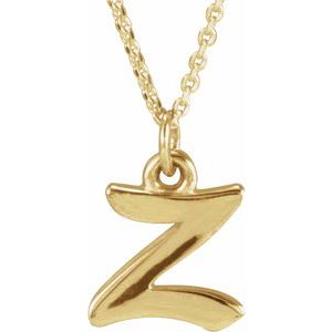 14K Gold Initial Z Petite Necklace or Pendant