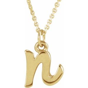 14K Gold Petite Initial Necklace or Pendant