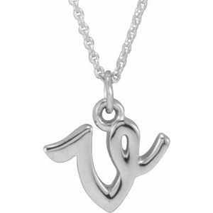14K Gold Initial V Petite Necklace or Pendant