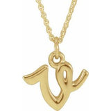 14K Gold Initial V Petite Necklace or Pendant