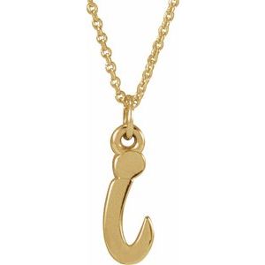 14K Gold Initial I Petite Necklace or Pendant