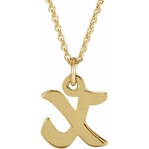 14K Gold Initial X Petite Necklace or Pendant