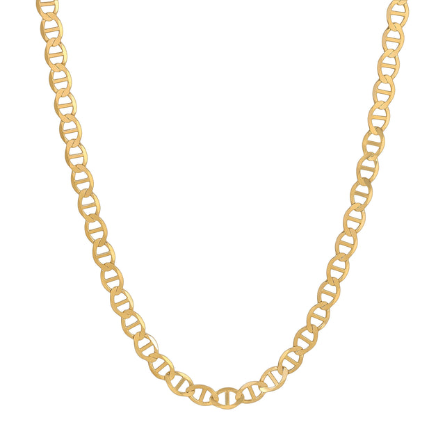 10K Solid Yellow 2.0mm-6.0mm Mariner Chain, featuring a durable and elegant gold design.