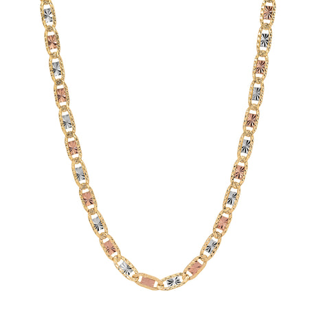 14K REAL Solid Yellow White Rose Tricolor Gold 1.50mm-5.00mm | Diamond Cut Valentino Chain by Italian Fashions