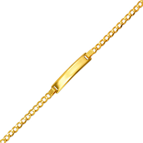 14K Solid Yellow or White Pave 2.50mm-5.00mm Curb Baby ID Bracelet for Kids