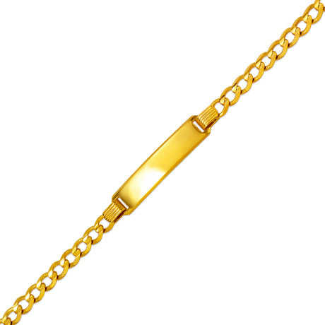 14K Solid Yellow or White Pave Curb Baby ID Bracelet for Kids