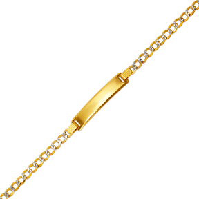 14K Yellow or Two-Tone (White Pave) Gold 2.5–5mm Solid Curb ID Bracelet – Width 3.5mm, Size 6.0 Inches, Metal Color Two-Tone