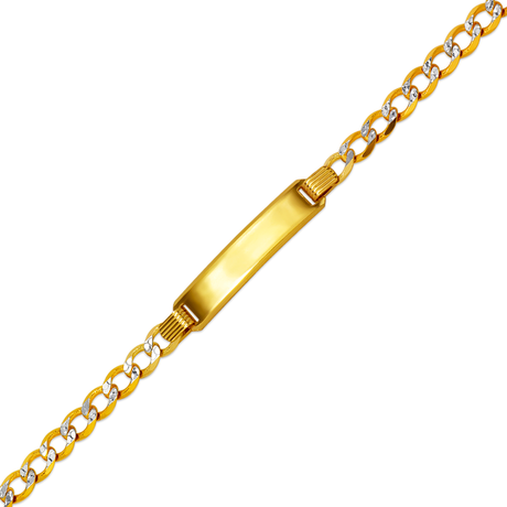 14K Solid Yellow or White Pave 2.50mm-5.00mm Curb Baby ID Bracelet for Kids