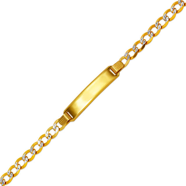 14K Solid Yellow or White Pave 2.50mm-5.00mm Curb Baby ID Bracelet for Kids