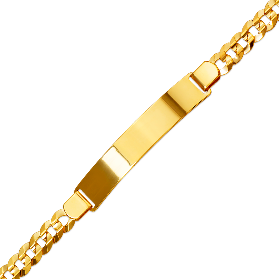 14K Solid Yellow or White Pave Curb ID Bracelet