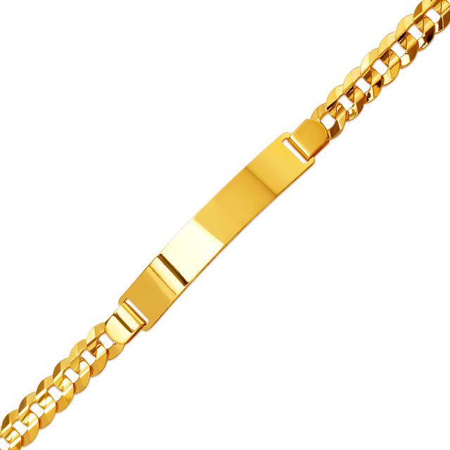 Brazalete de identificación con pavé de acera en amarillo o blanco macizo de 14 quilates 