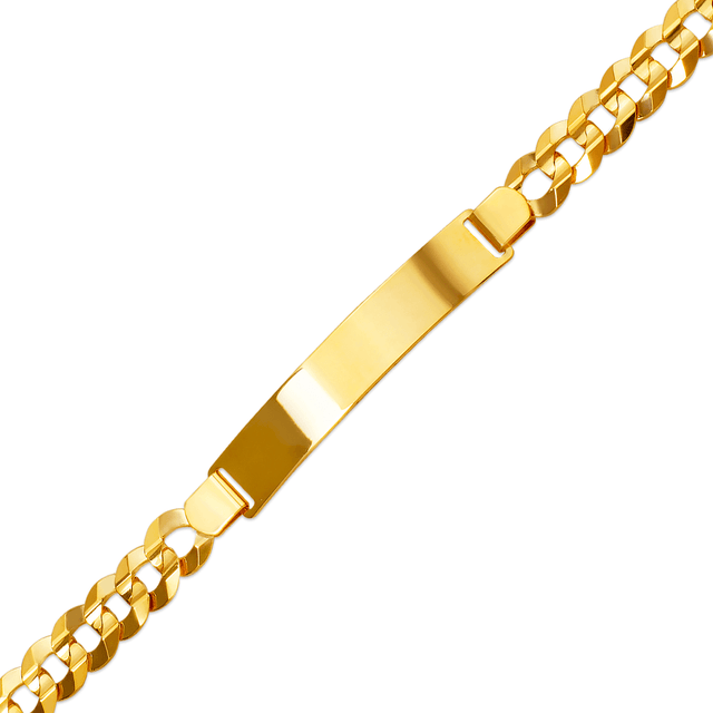 Brazalete de identificación con pavé de acera en amarillo o blanco macizo de 14 quilates 
