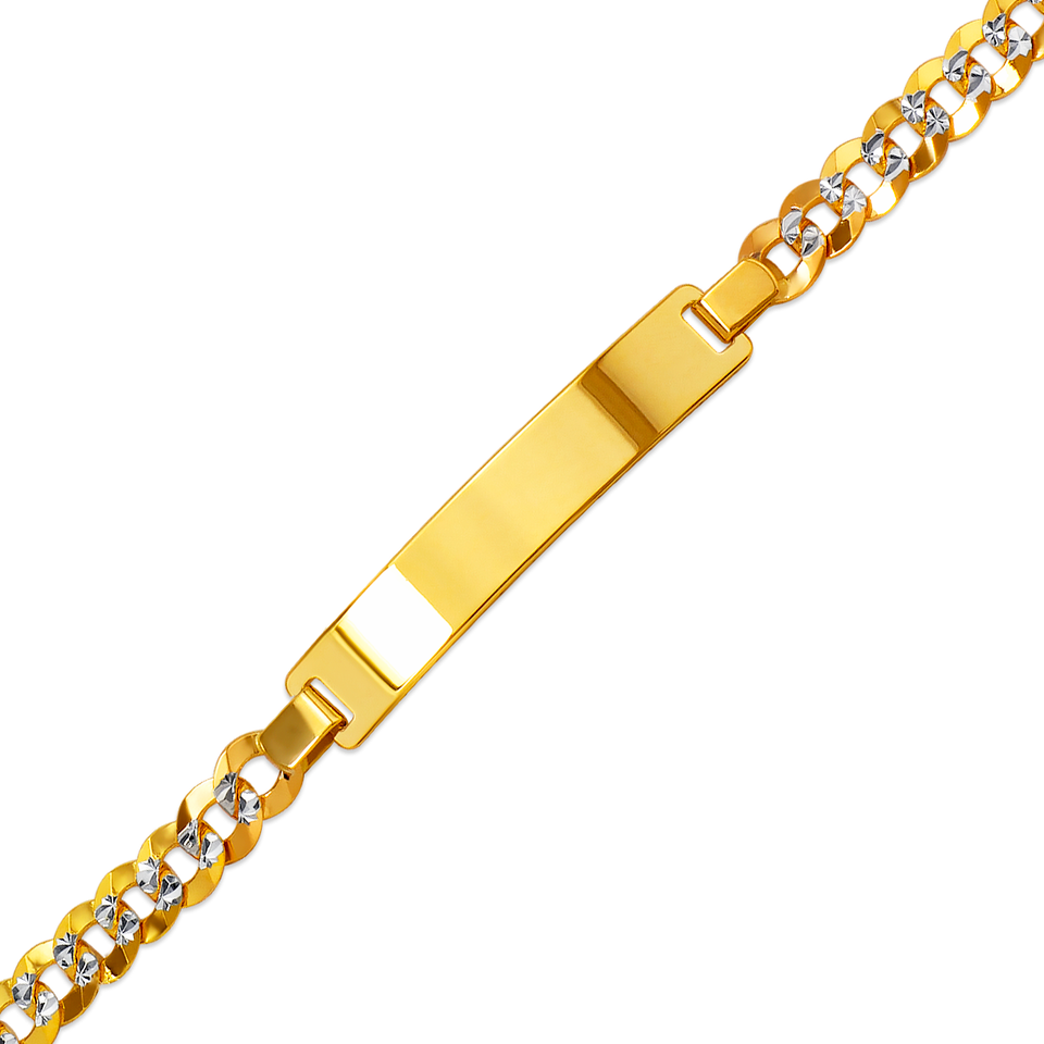 14K Solid Yellow or White Pave Curb ID Bracelet