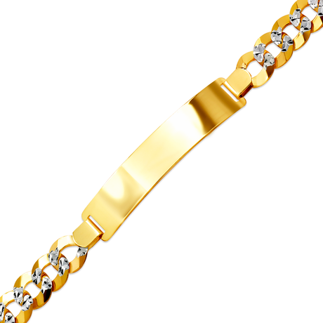 14K Solid Yellow or White Pave Curb ID Bracelet