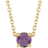 14K Gold Round Lab-Grown Alexandrite Solitaire Slide Necklace or Pendant
