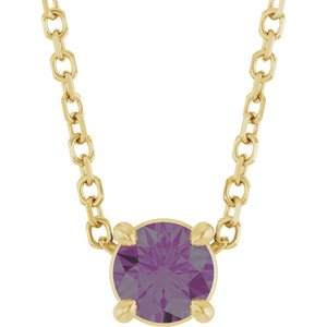 14K Gold Round Lab-Grown Alexandrite Solitaire Slide Necklace or Pendant
