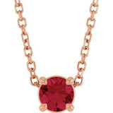 14K Gold Round Lab-Grown Ruby Solitaire Slide Necklace or Pendant