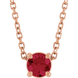 14K Gold Round Lab-Grown Ruby Solitaire Slide Necklace or Pendant