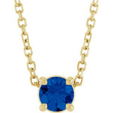 14K Gold Round Lab-Grown Blue Sapphire Solitaire Slide Necklace or Pendant