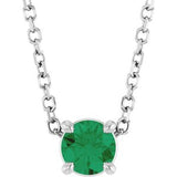 Platinum Round Lab-Grown Emerald Solitaire Slide Necklace or Pendant