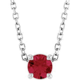 Platinum Round Lab-Grown Ruby Solitaire Slide Necklace or Pendant