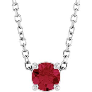 Platinum Round Lab-Grown Ruby Solitaire Slide Necklace or Pendant