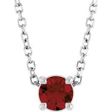 Platinum Round Natural Mozambique Garnet Solitaire Slide Necklace or Pendant