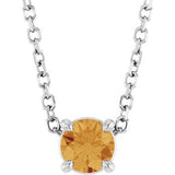 14K Gold Round Natural Citrine Solitaire Slide Necklace or Pendant