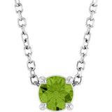 Platinum Round Natural Peridot Solitaire Slide Necklace or Pendant