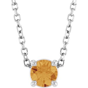 Platinum Round Natural Citrine Solitaire Slide Necklace or Pendant