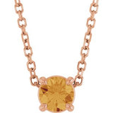 14K Gold Round Natural Citrine Solitaire Slide Necklace or Pendant
