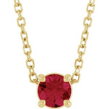 14K Gold Round Lab-Grown Ruby Solitaire Slide Necklace or Pendant