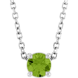 14K Gold Round Natural Peridot Solitaire Slide Necklace or Pendant