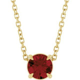 14K Gold Round Natural Mozambique Garnet Solitaire Slide Necklace or Pendant
