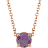 14K Gold Round Lab-Grown Alexandrite Solitaire Slide Necklace or Pendant