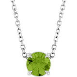 14K Gold Round Natural Peridot Solitaire Slide Necklace or Pendant