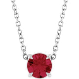 14K Gold Round Lab-Grown Ruby Solitaire Slide Necklace or Pendant