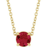 14K Gold Round Lab-Grown Ruby Solitaire Slide Necklace or Pendant