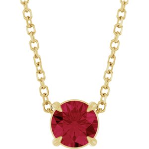 14K Gold Round Lab-Grown Ruby Solitaire Slide Necklace or Pendant