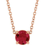 14K Gold Round Lab-Grown Ruby Solitaire Slide Necklace or Pendant